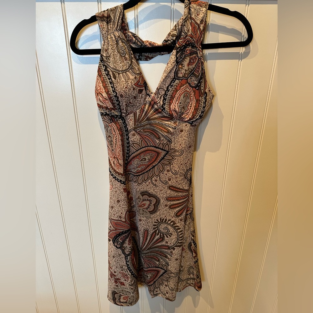 TOUCH EXPRESS Ladies Women’s Girls Size Small Tan Black & Red Sleeveless Dress